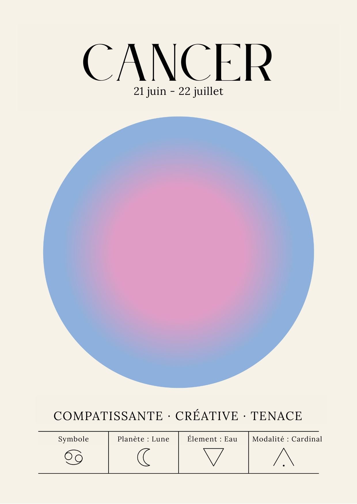 Bracelet Cancer et Pierre de Lune - Astro