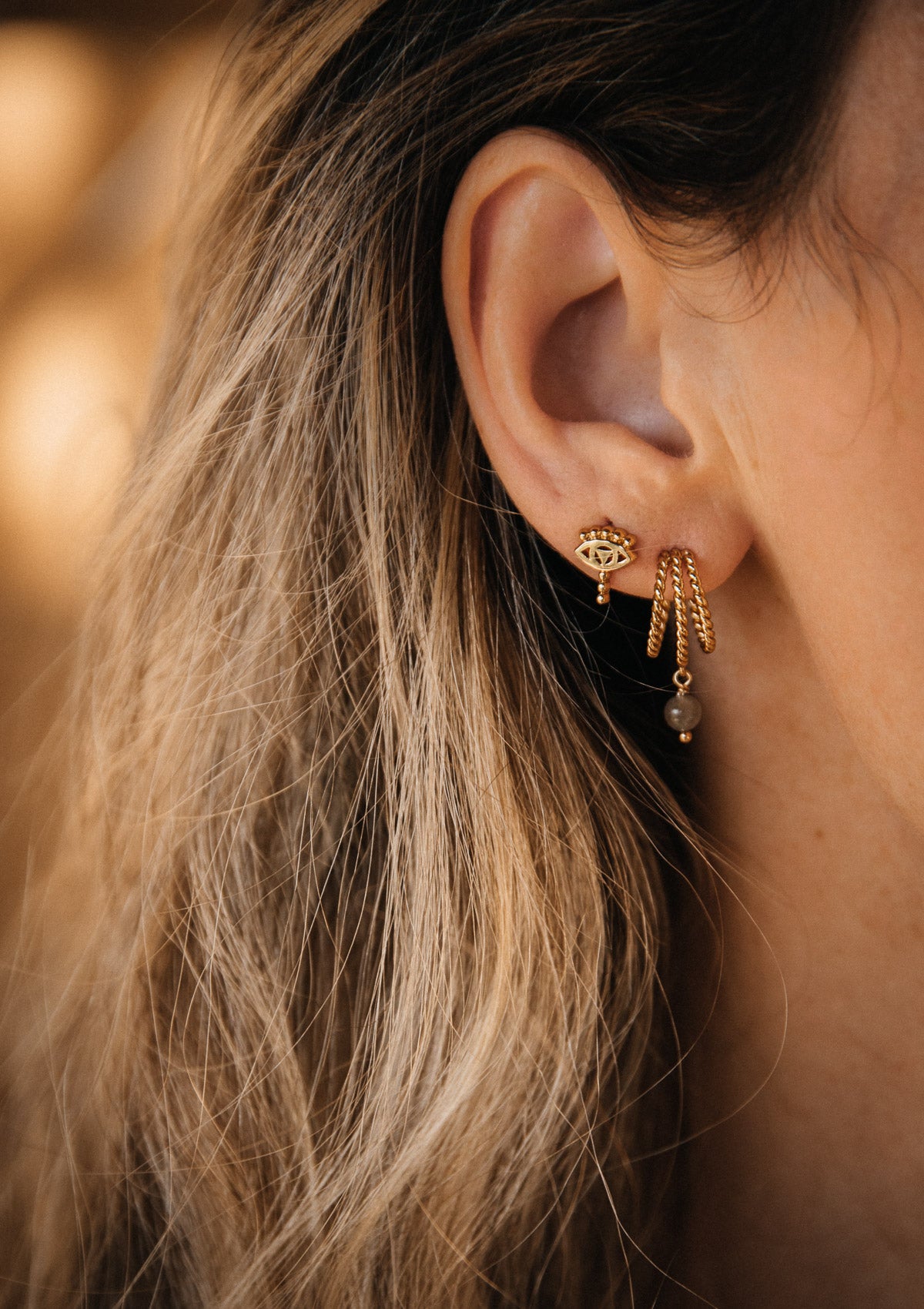 Créoles multiples Labradorite - Fantaisie