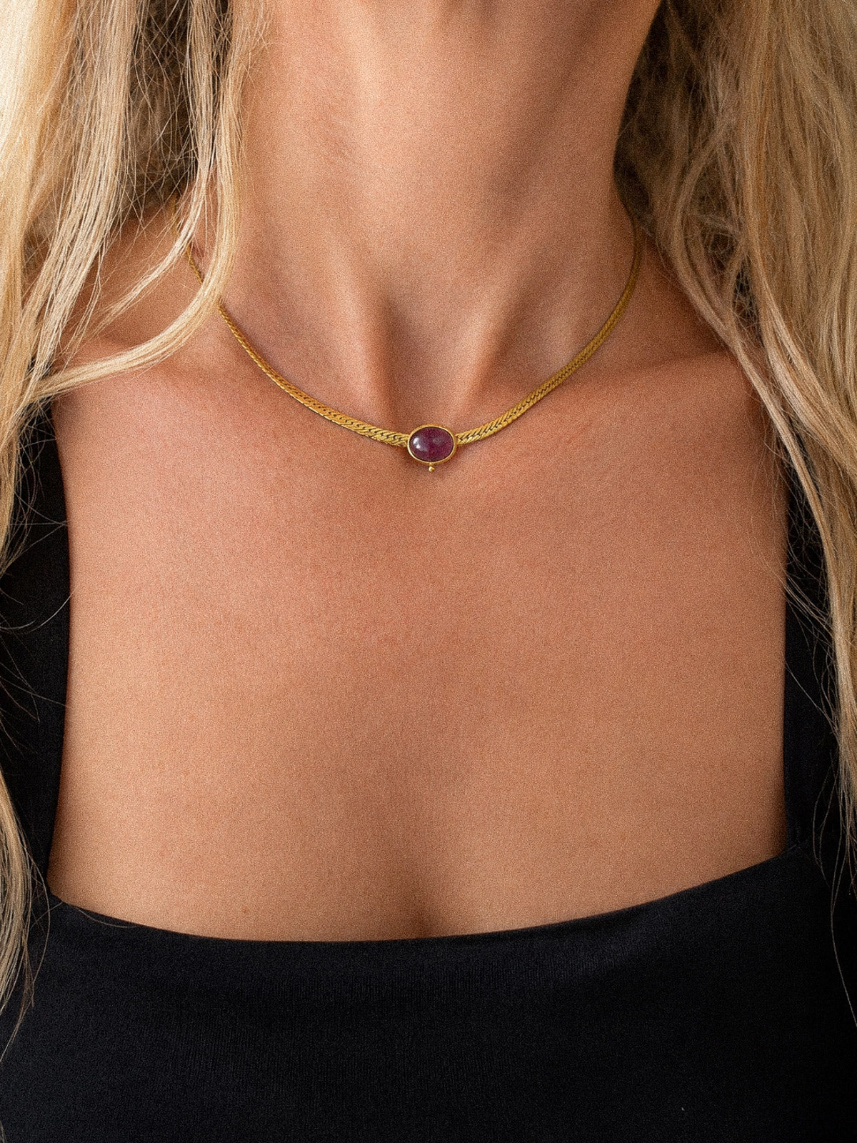choker rigide Fluorite Arc-en-Ciel - maille serpent