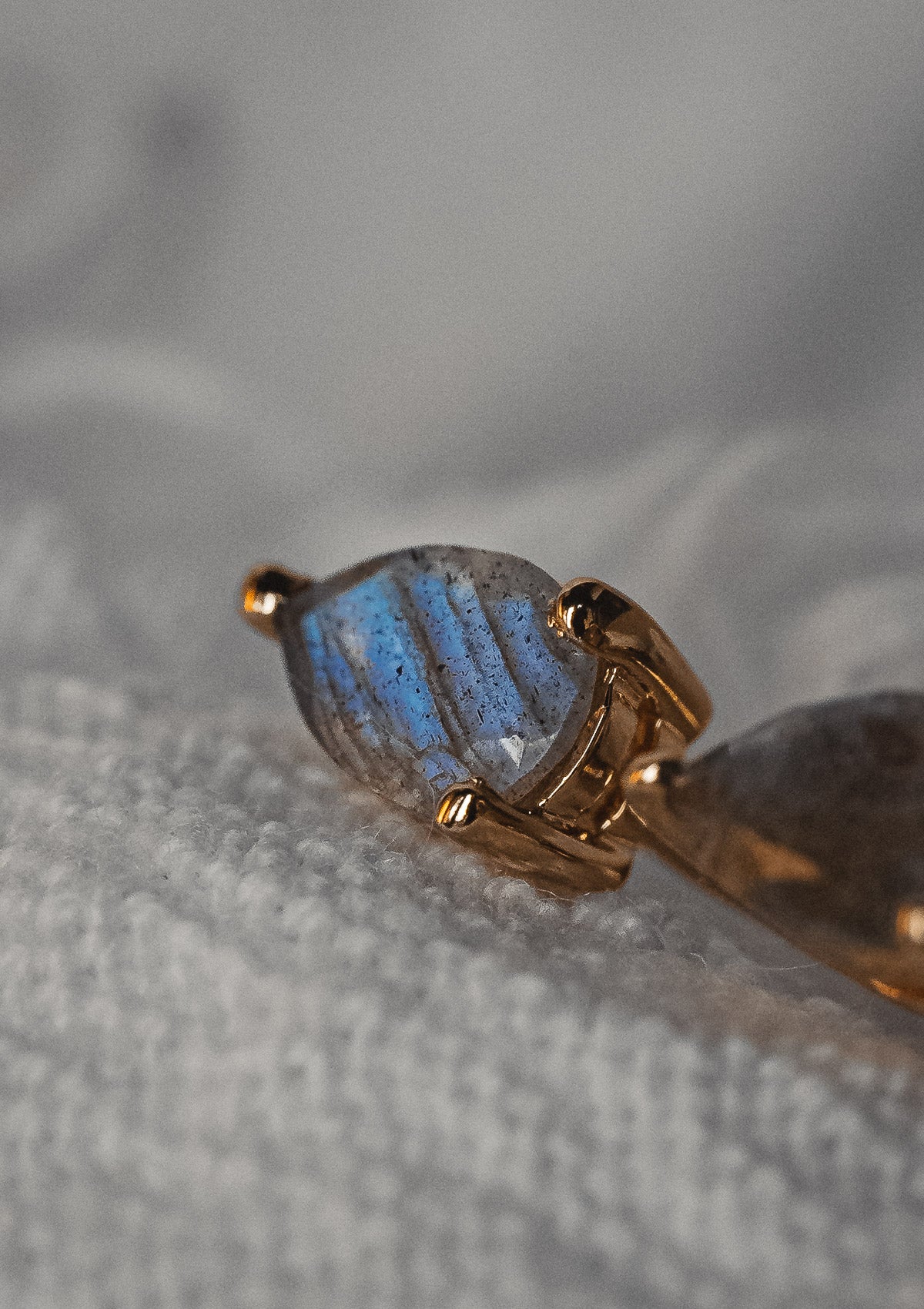 Boucles d'Oreilles Double - Gouttes de Labradorite