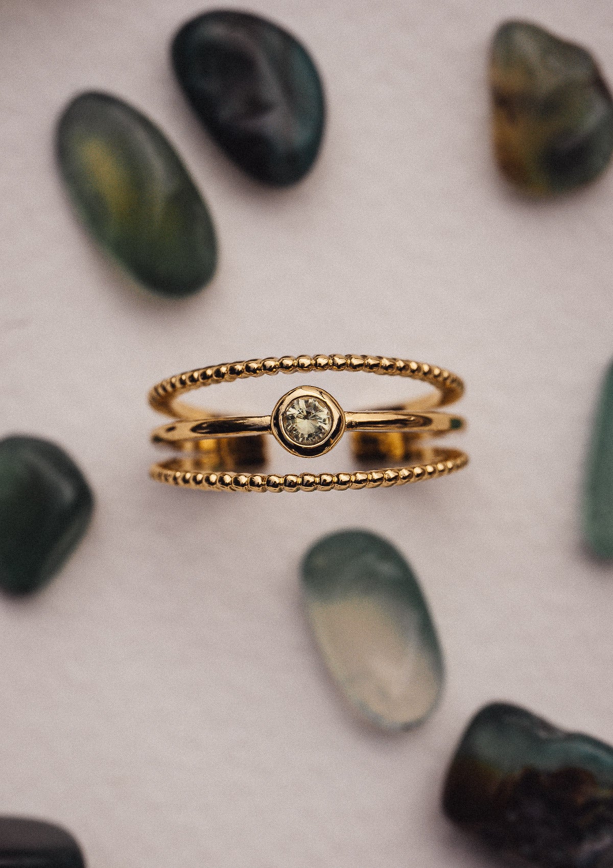 Bague triple Quartz Citron - Éclat Radieux