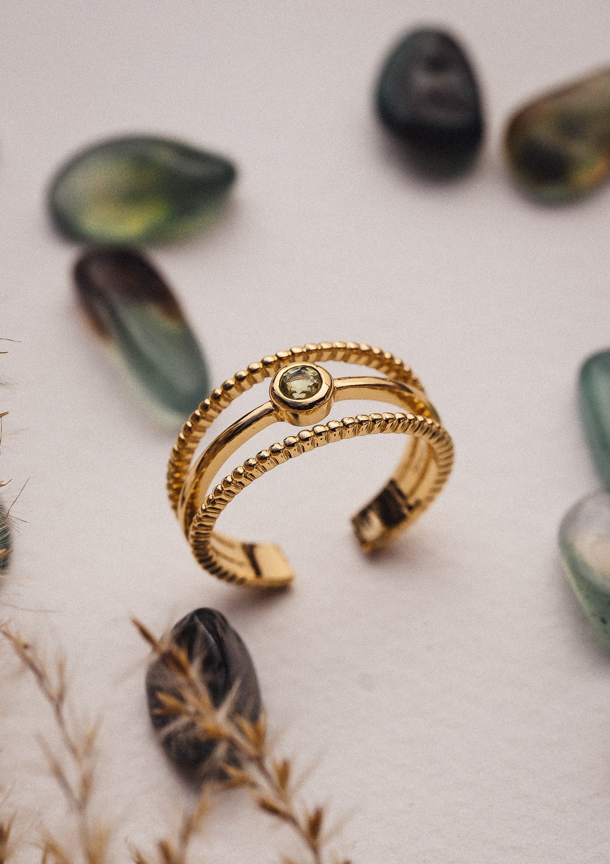 Bague triple Quartz Citron - Éclat Radieux