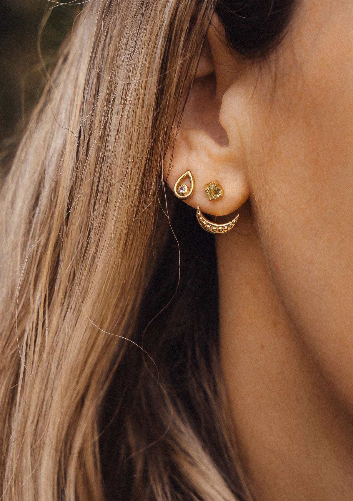 Boucles d'oreilles Péridot - Lune Verte
