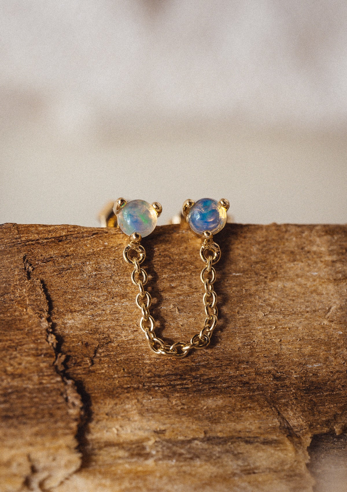 Boucles D'oreilles Opaline De Feu Facettée - Doré Sur Acier Inox - Dormeuses - Neuf étiqueté Le Bijou Français