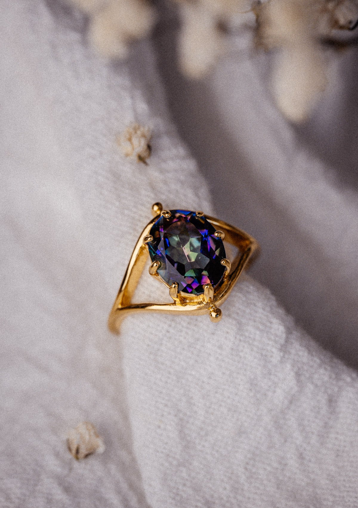 Bague Topaze Aura Namaka – vue packshot or recyclé