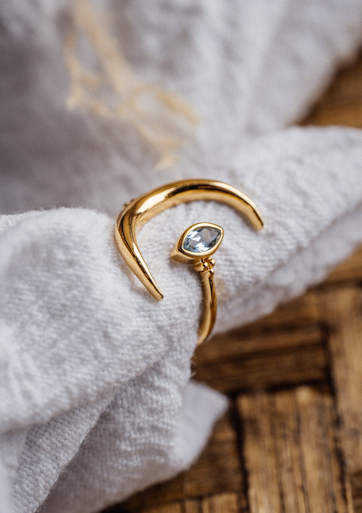 Bague Lune et Aigue-Marine - Éveil Marin