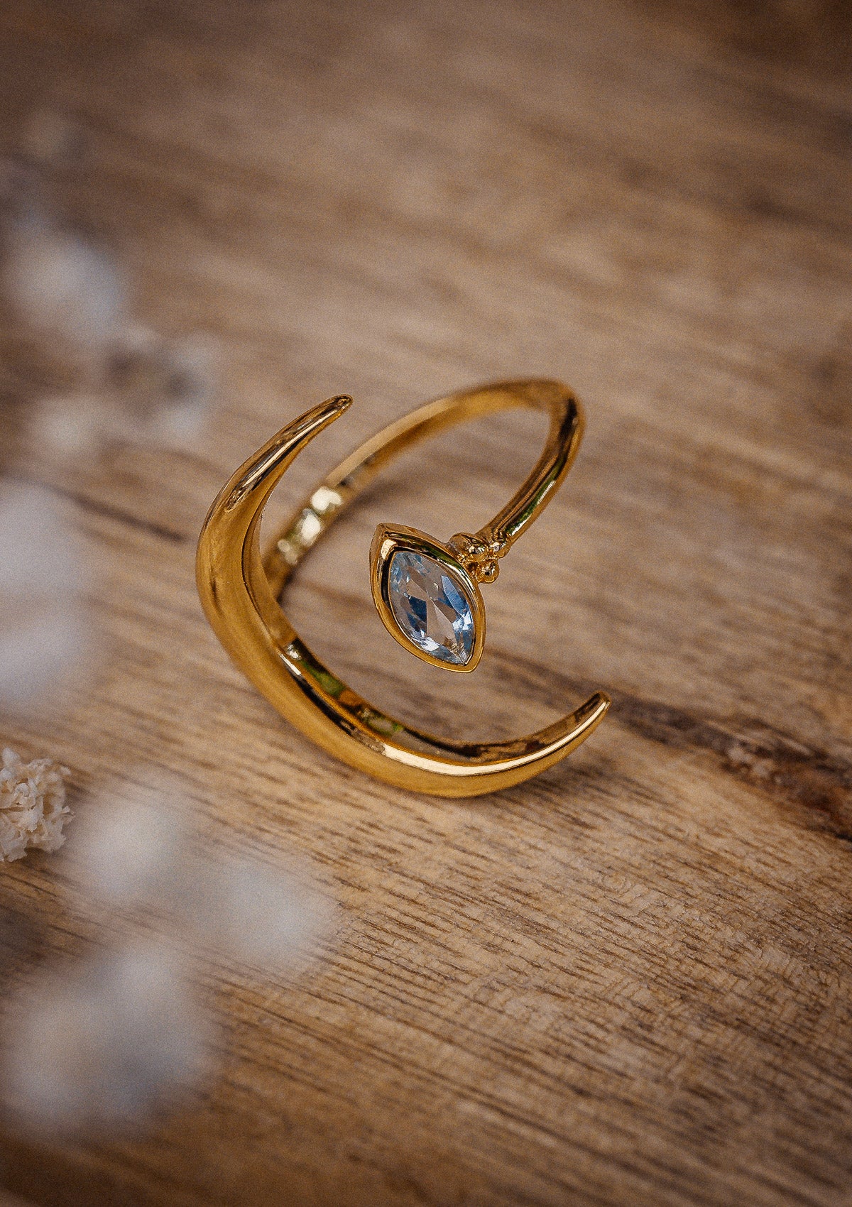 Bague Lune et Aigue-Marine - Éveil Marin