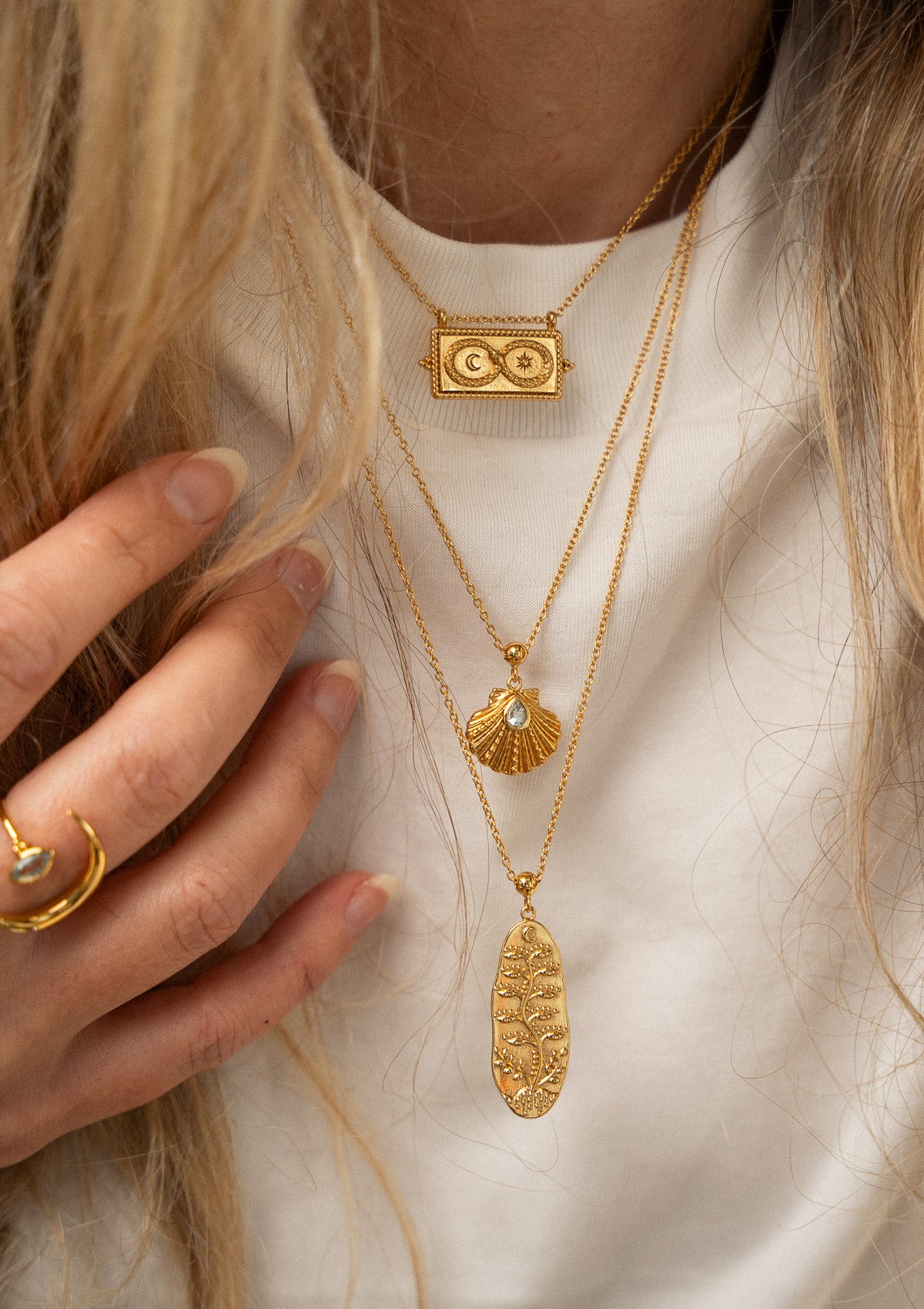 Collier Coquillage et Aigue-Marine – L’Appel Secret