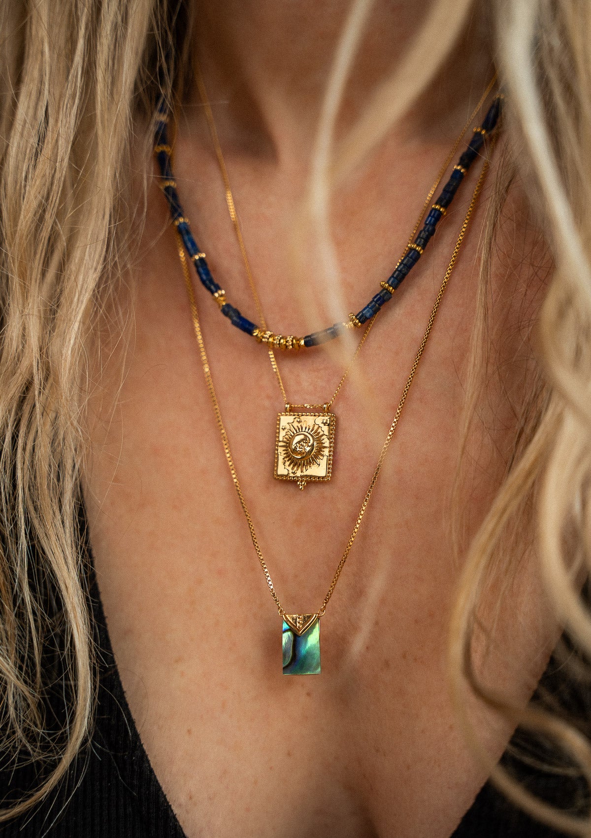 Collier long Abalone – Miroir des Abysses