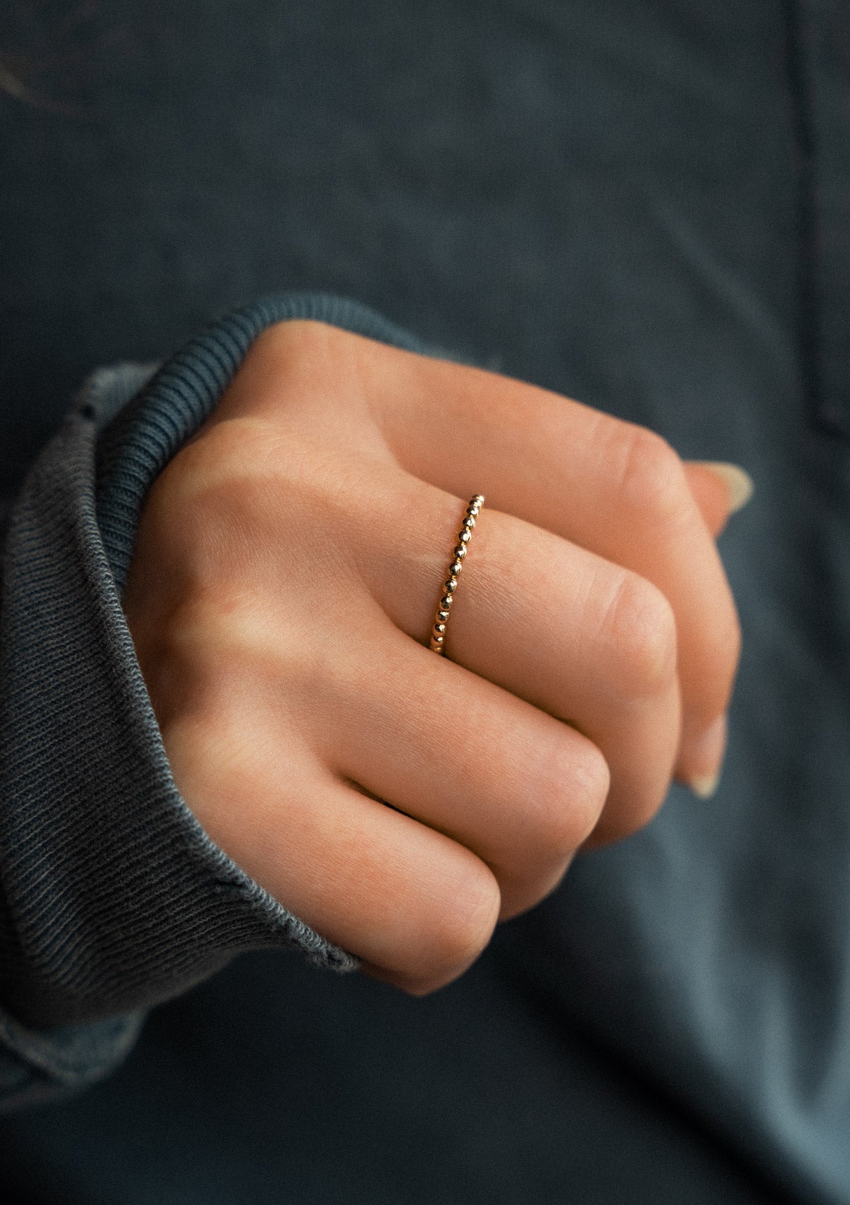 Bague Fine perlée - Tri