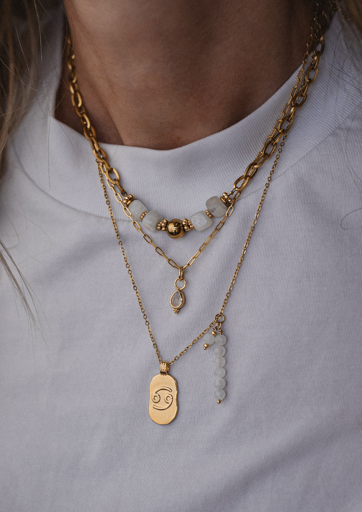 Collier Cancer et Pierre de Lune - Astro
