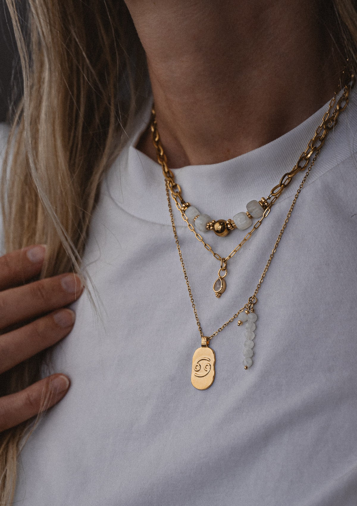Collier Cancer et Pierre de Lune - Astro