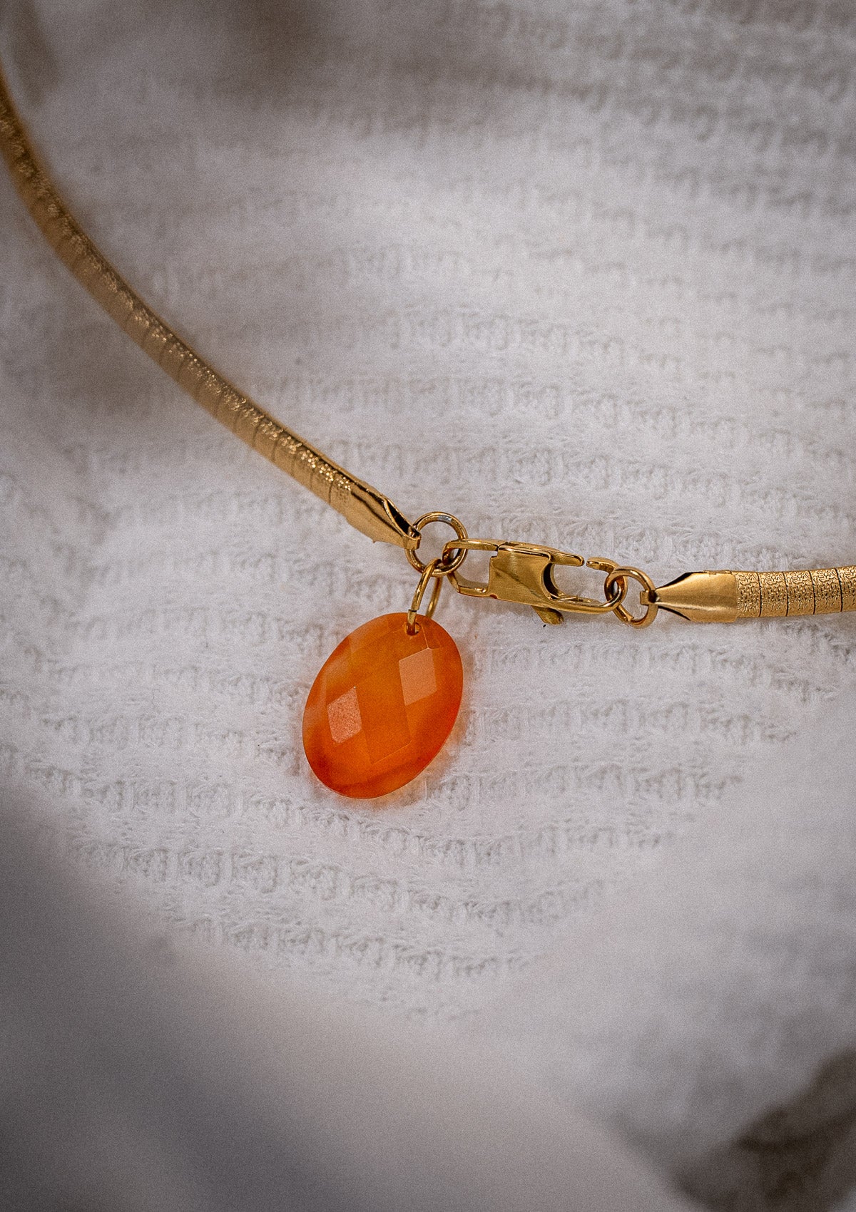Collier maille Serpent Cornaline - Lune de Feu