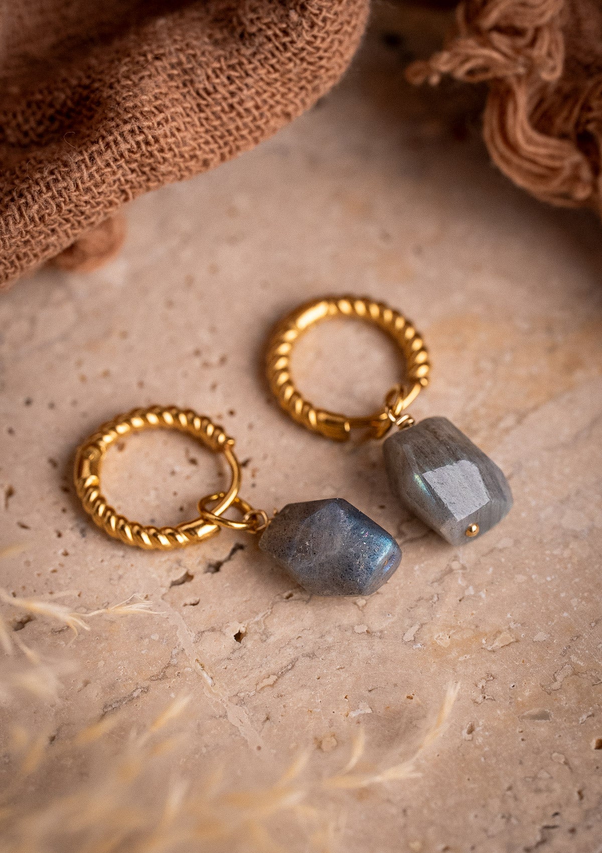Créoles Labradorite Brute - Comme Je Veux