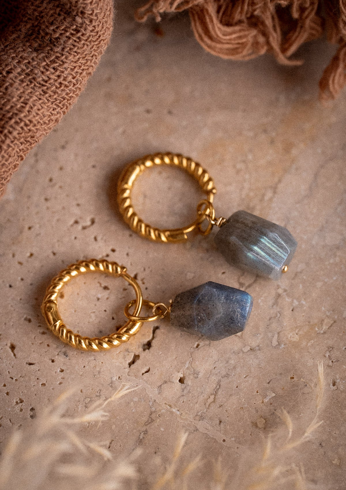 Créoles Labradorite Brute - Comme Je Veux