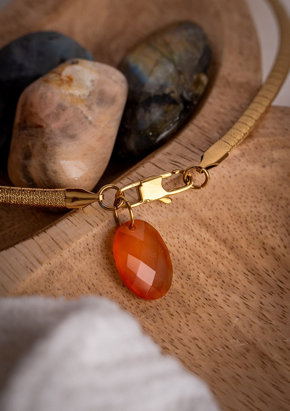 Collier maille Serpent Cornaline - Lune de Feu