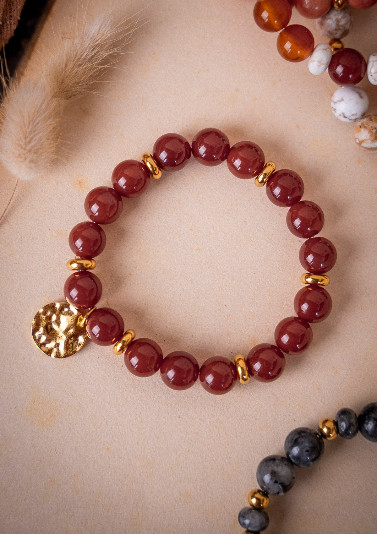 Bracelet Élastique Cornaline Foncée – Feu Vital