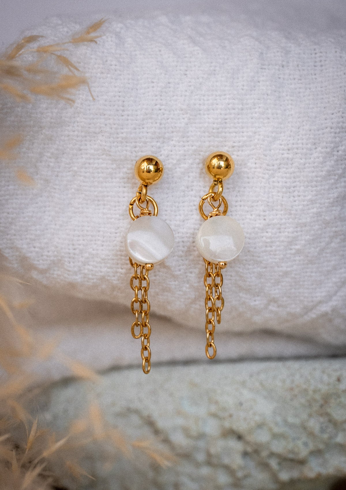 Boucles d'oreilles Chaines Nacre - Comme une Vague