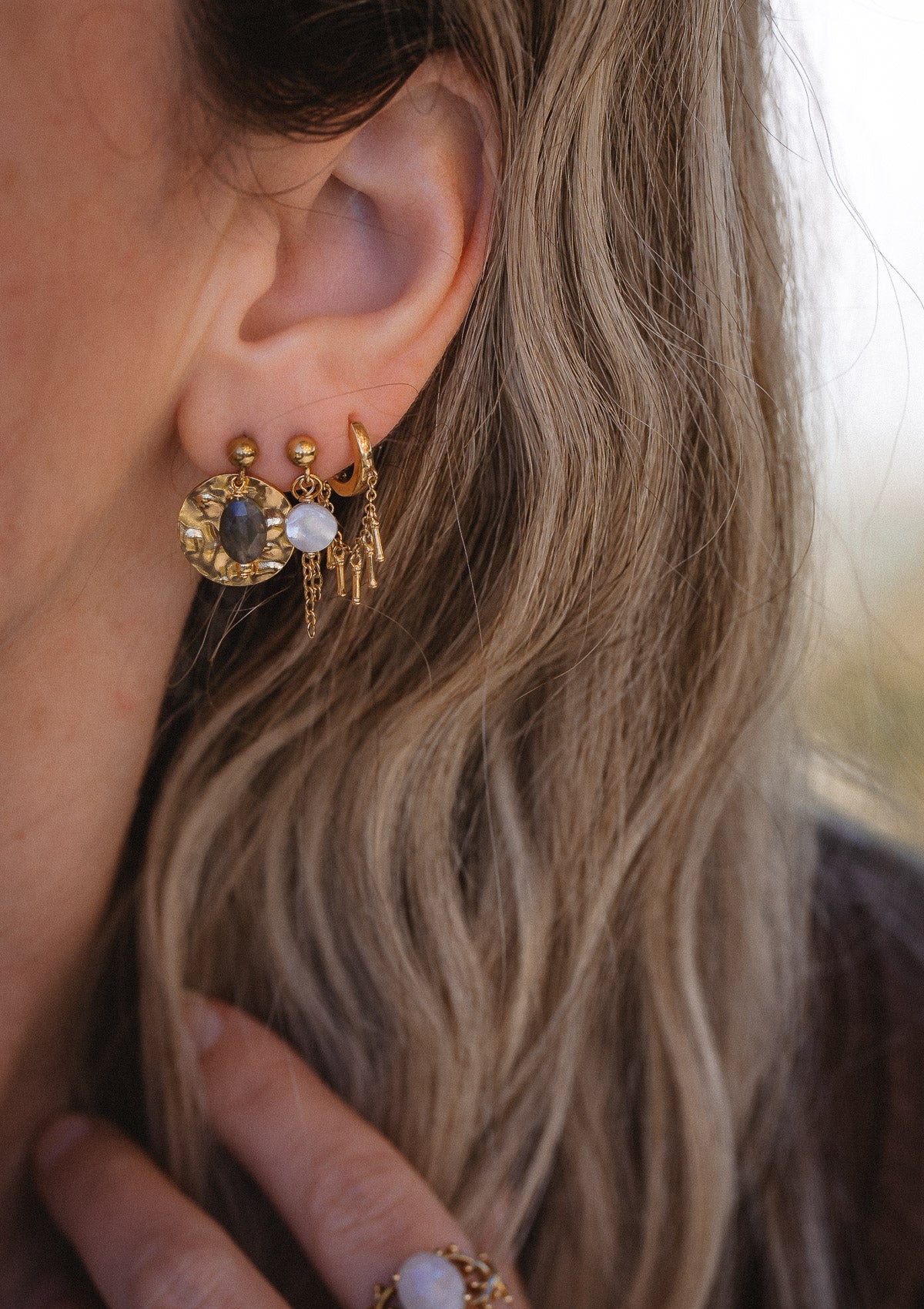 Boucles d'oreilles Chaines Nacre - Comme une Vague