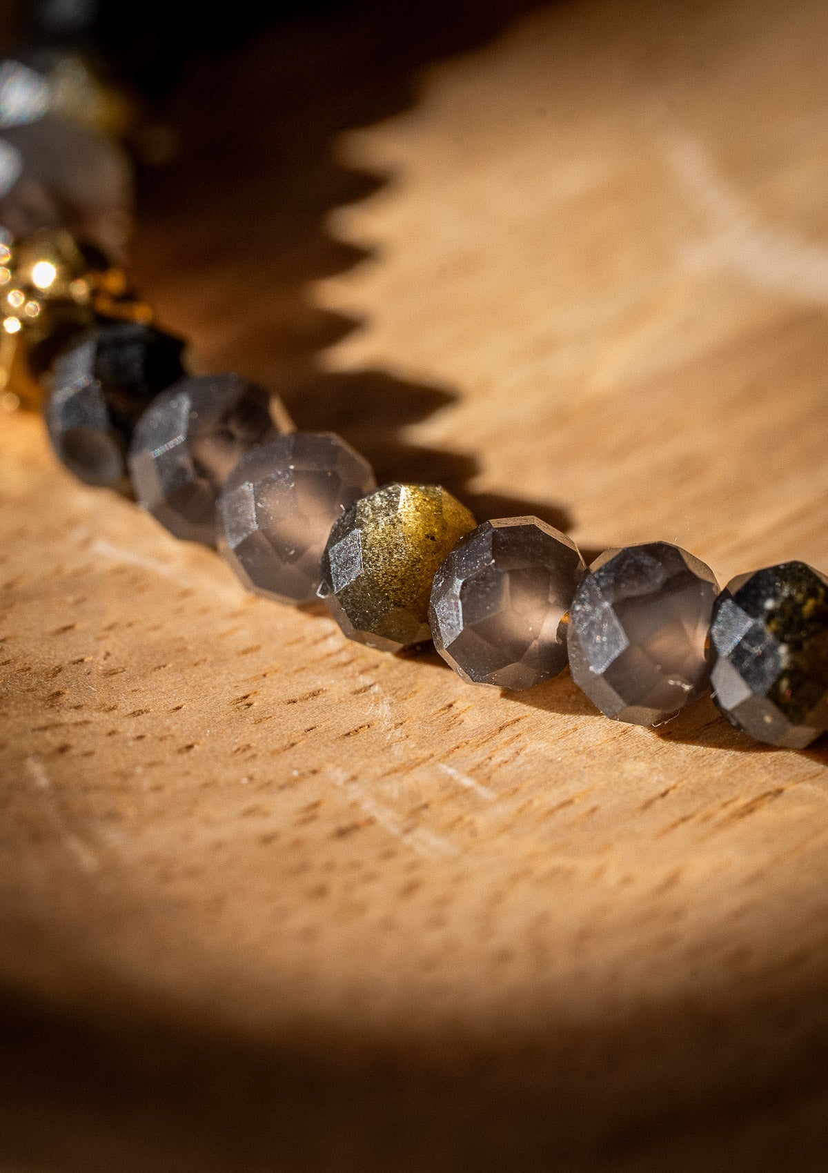 Collier Obsidienne Dorée - Bouclier Céleste