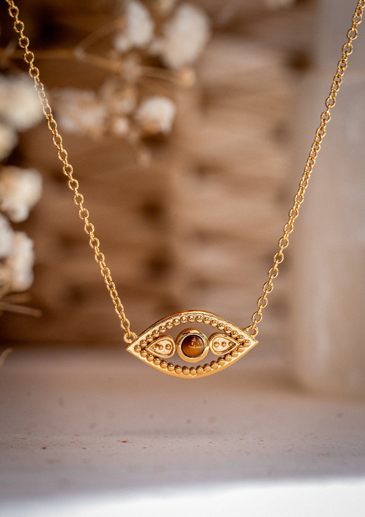 Collier Œil Protecteur – Œil de Tigre