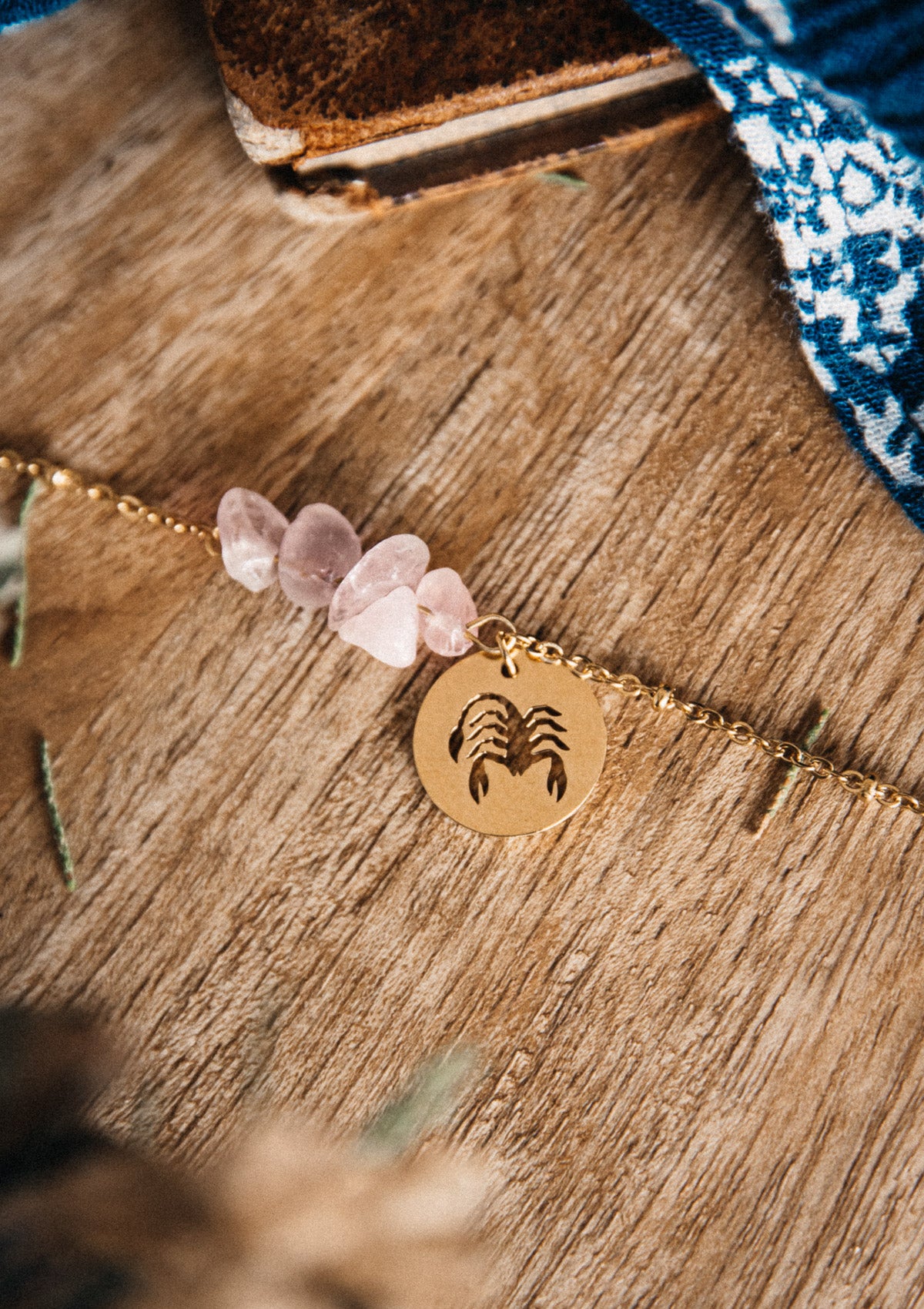 Bracelet Astro et Pierre de Naissance - Scorpion Quartz Rose