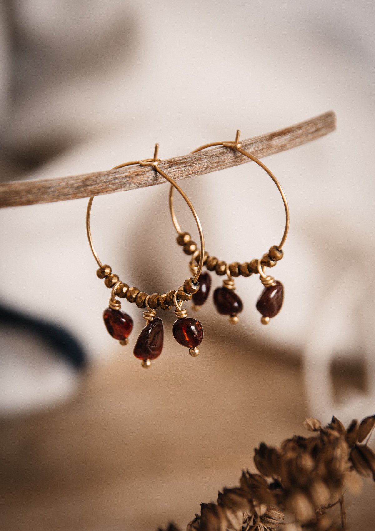 Boucles d'oreilles Grenat - Belle Vie