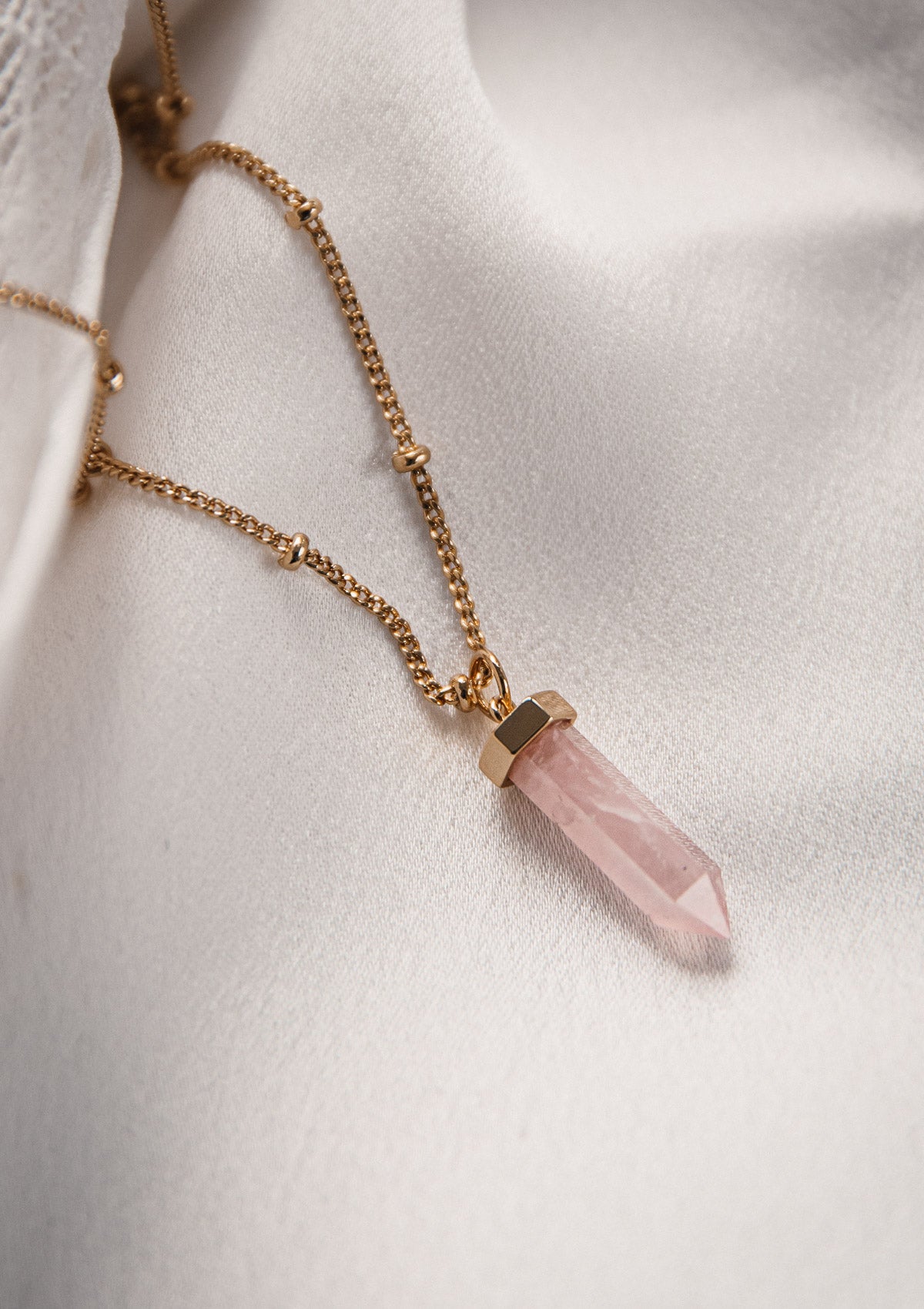 Collier Quartz Rose Et Argent 925 Tres.Or - Chaine Jaseron, Livraison Rapide