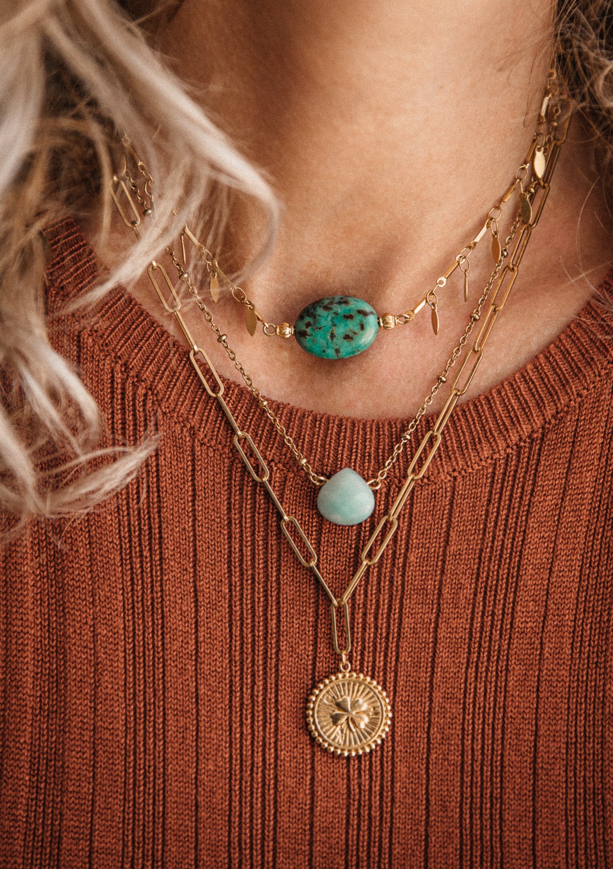 Collier médaillon Trèfle - Mon porte-bonheur