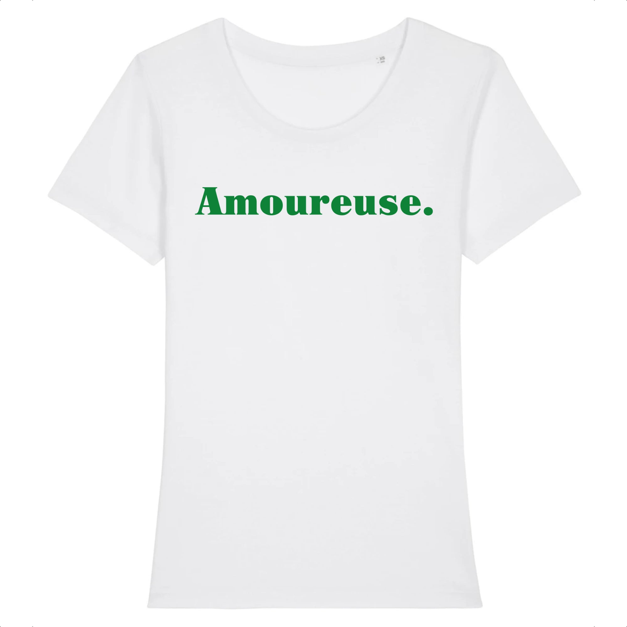 T-shirt Femme blanc - Amoureuse - Coton 100% Bio