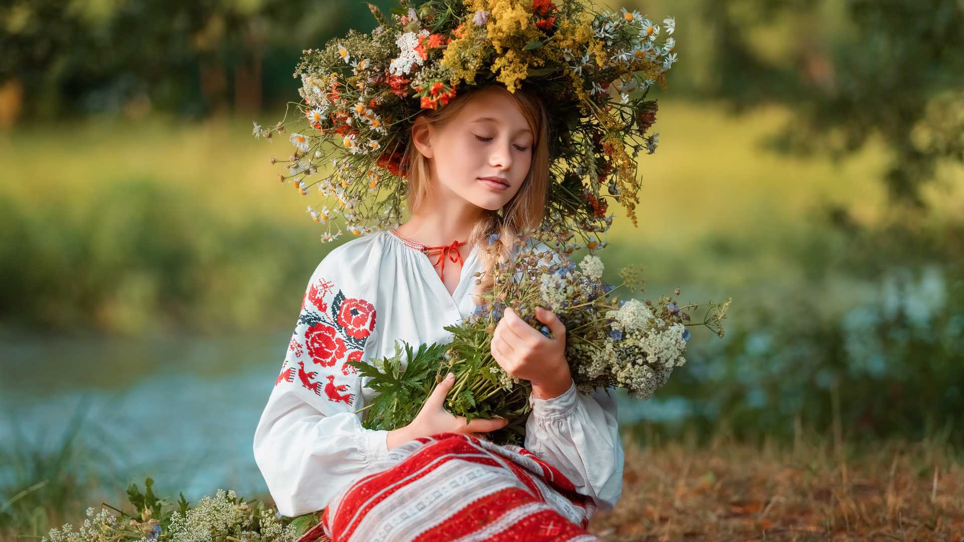 feter ostara avec un rituel deesse avec couronne de fleurs