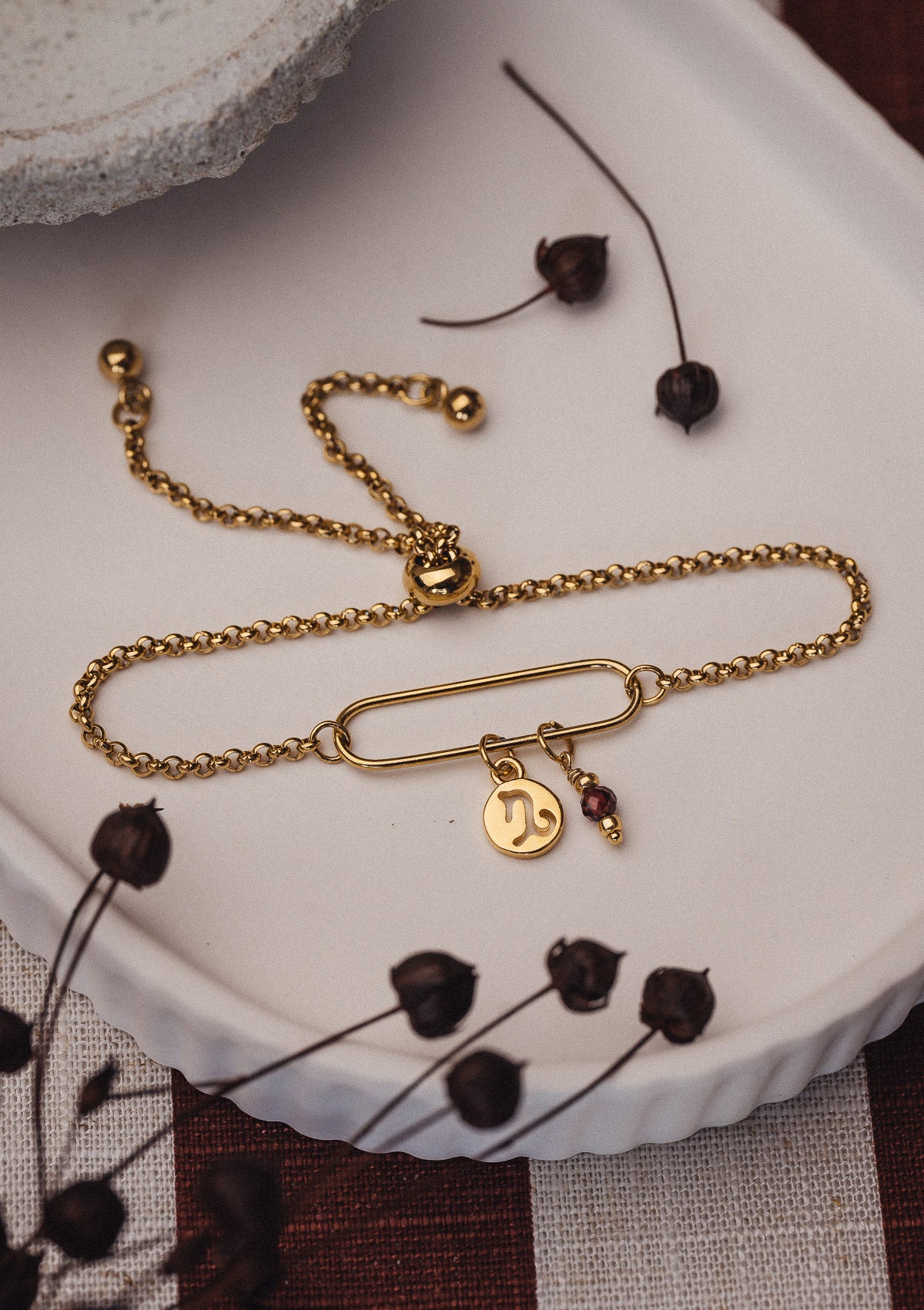 Bracelet Capricorne et Grenat - Astro