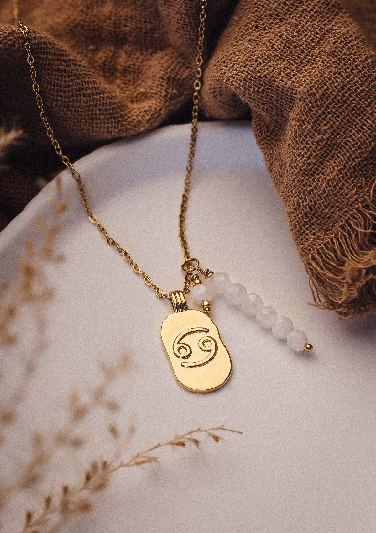 Collier Cancer et Pierre de Lune - Astro