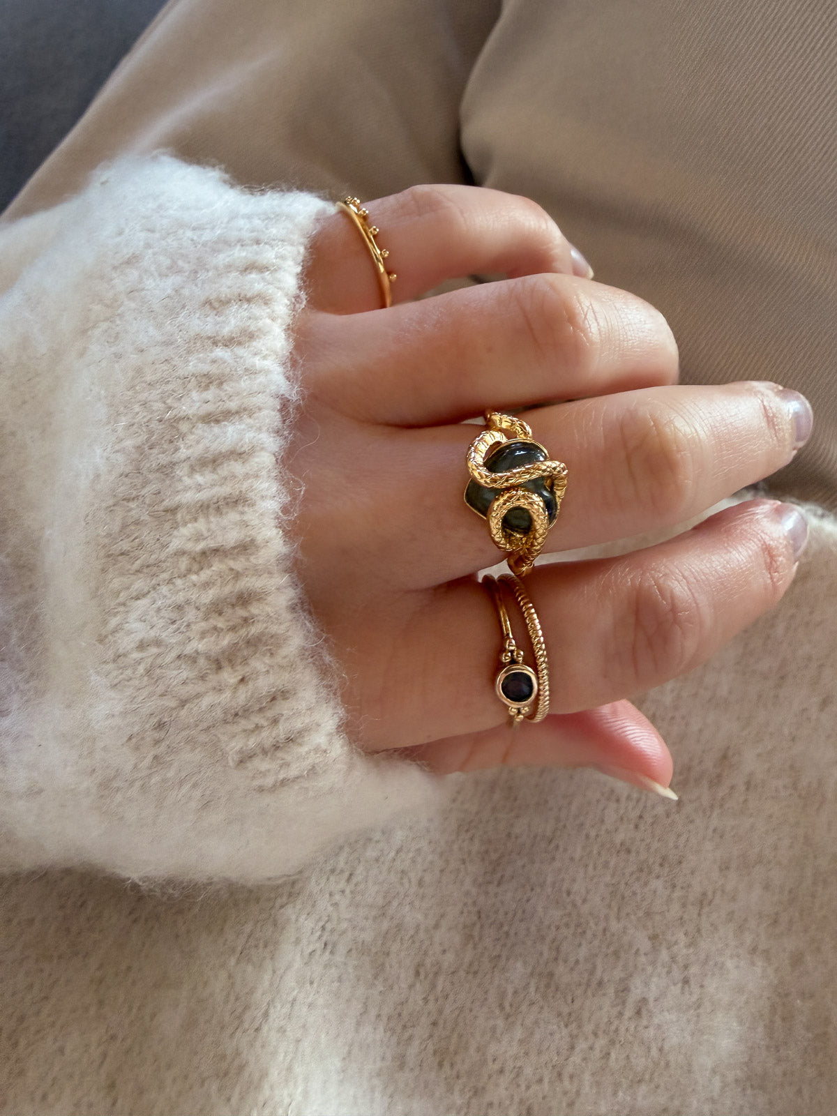 Bague Labradorite – Serpent Gardien