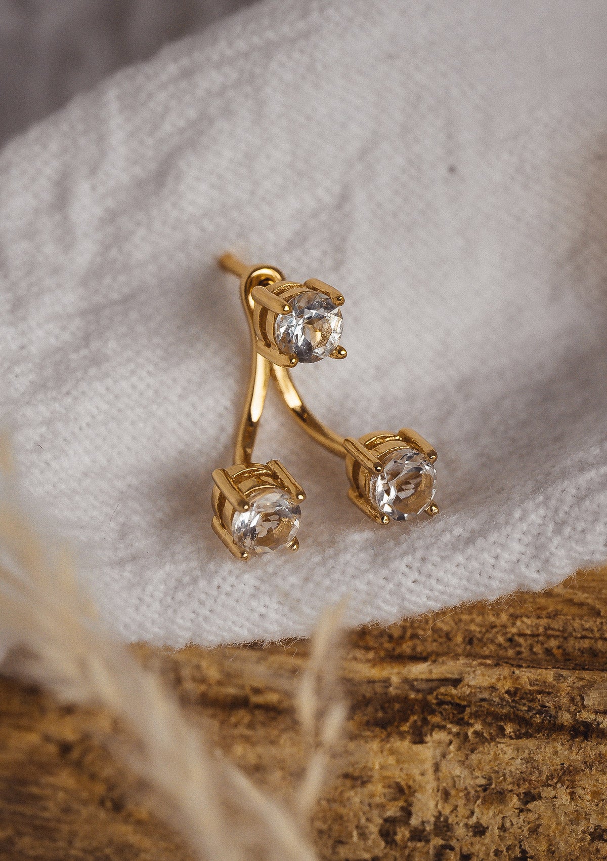 Boucles d'oreilles Topaze Blanche - Triple Éclat