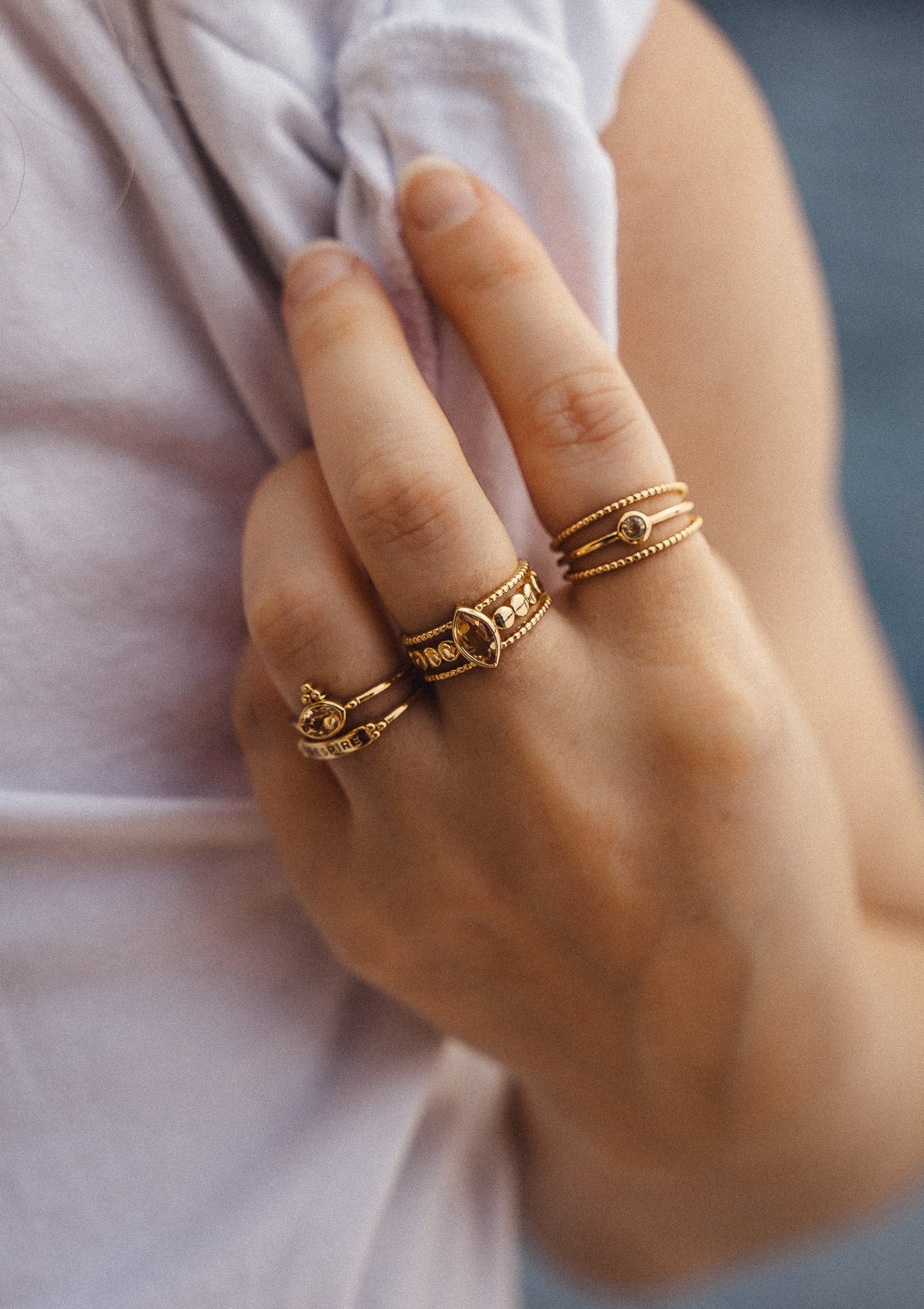Bague triple Quartz Citron - Éclat Radieux