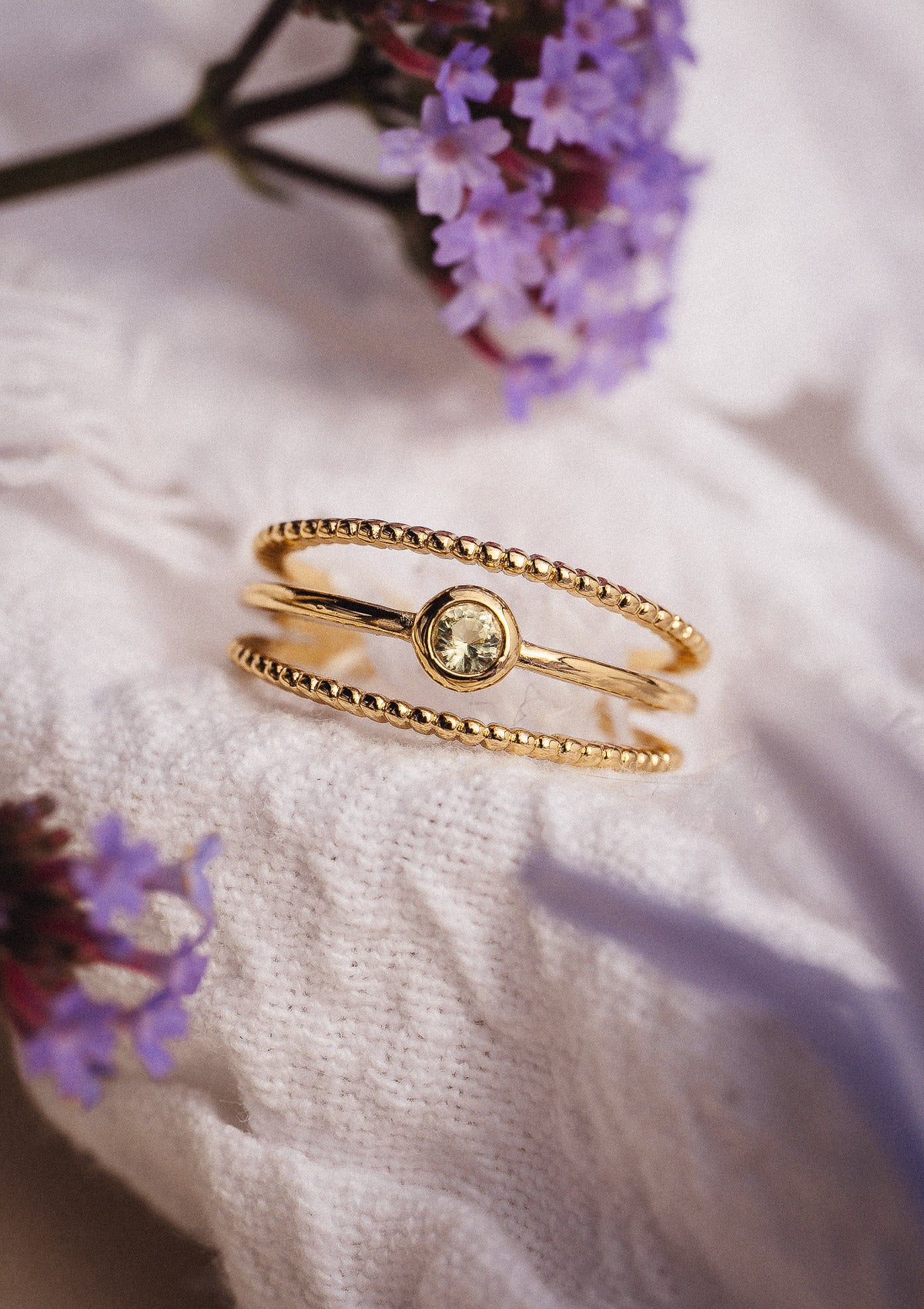 Bague triple Quartz Citron - Éclat Radieux