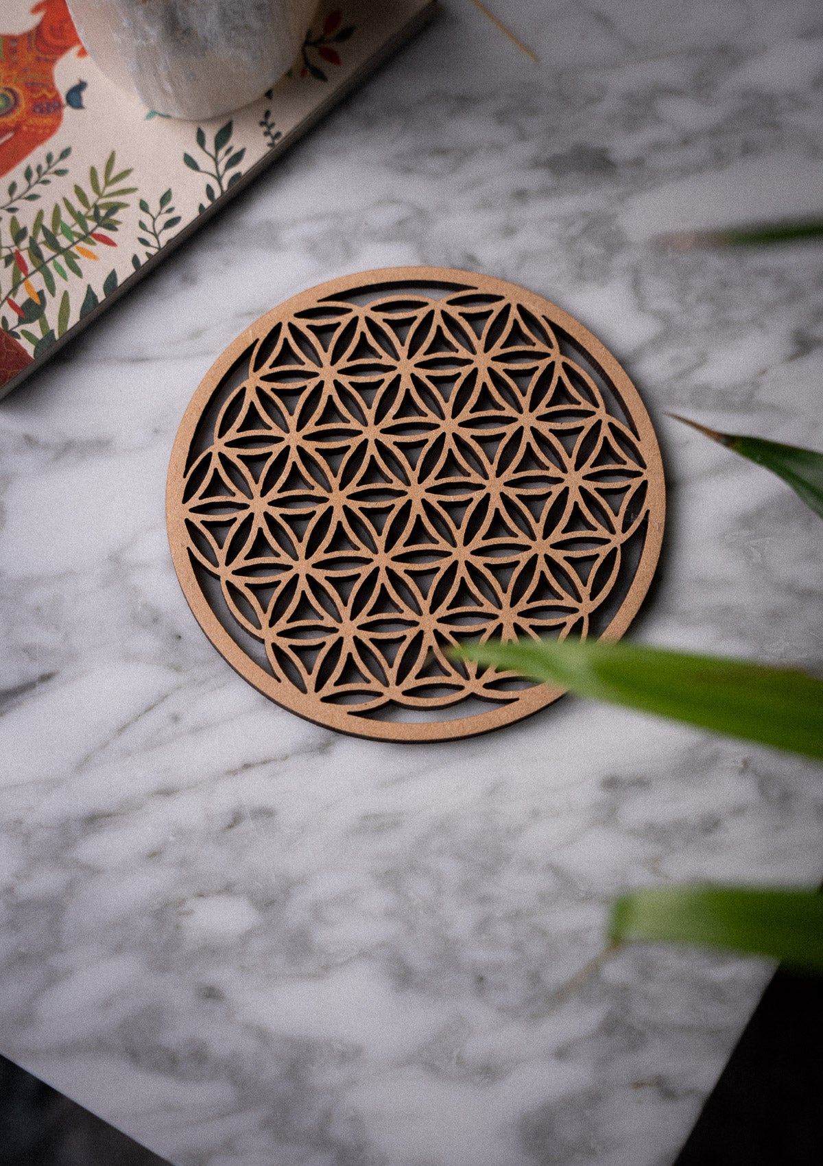 Plaque de recharge en bois - Fleur de Vie