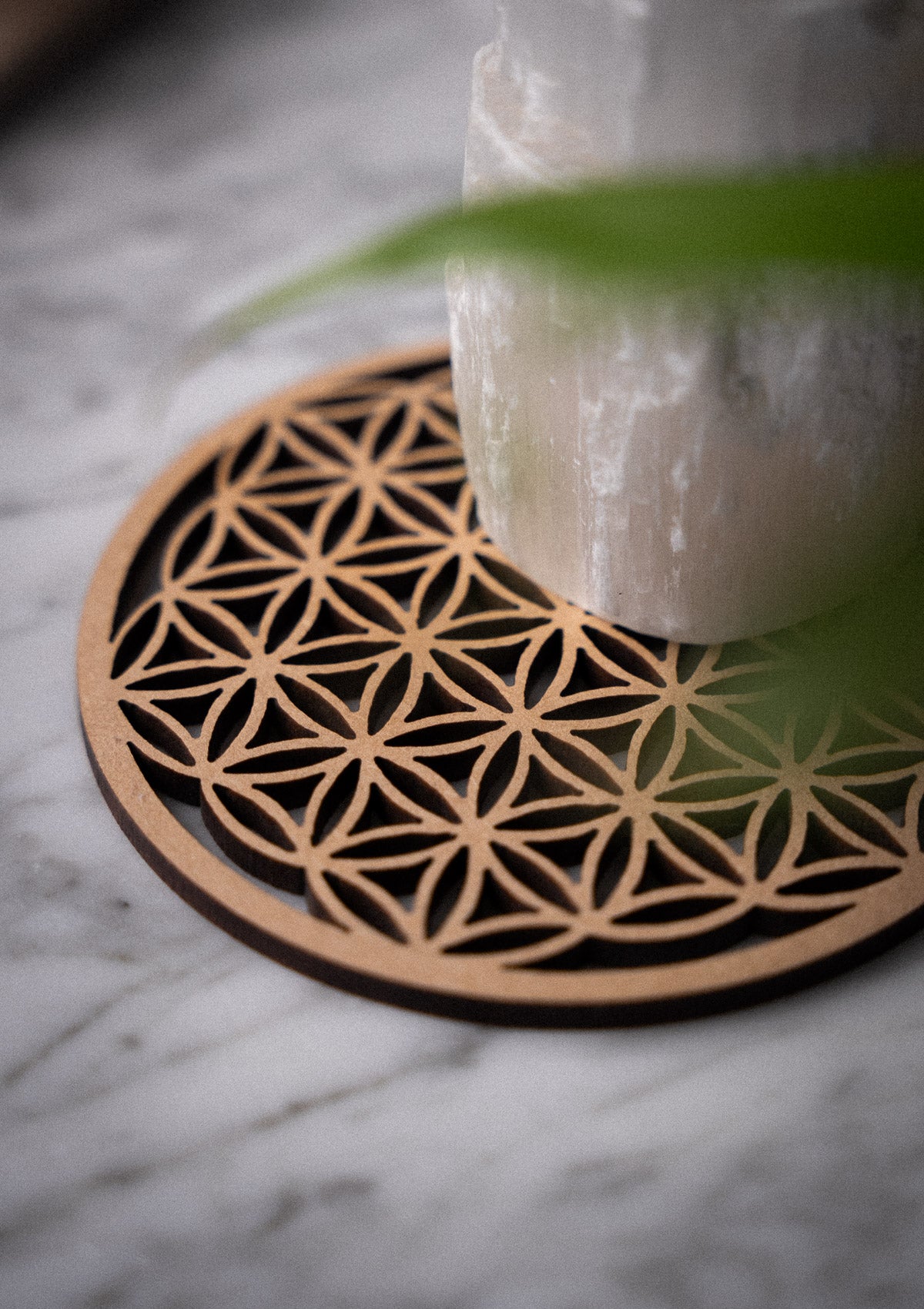 Plaque de recharge en bois - Fleur de Vie