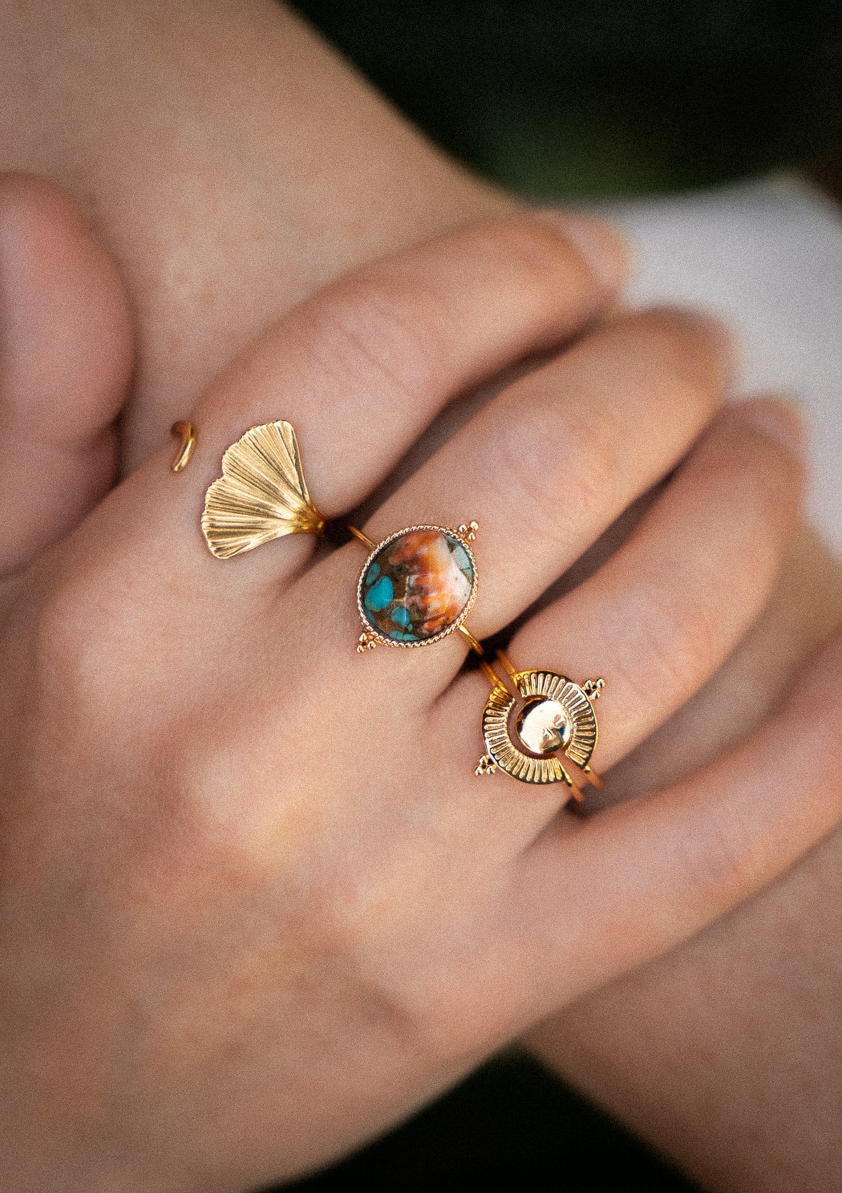 Bague Nacre Cuivre Turquoise – Force Sauvage