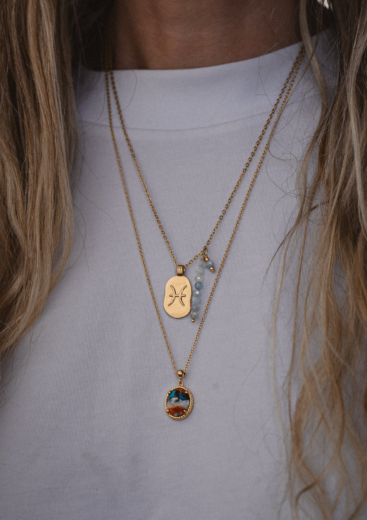 Collier Poissons et Aigue-Marine - Astro