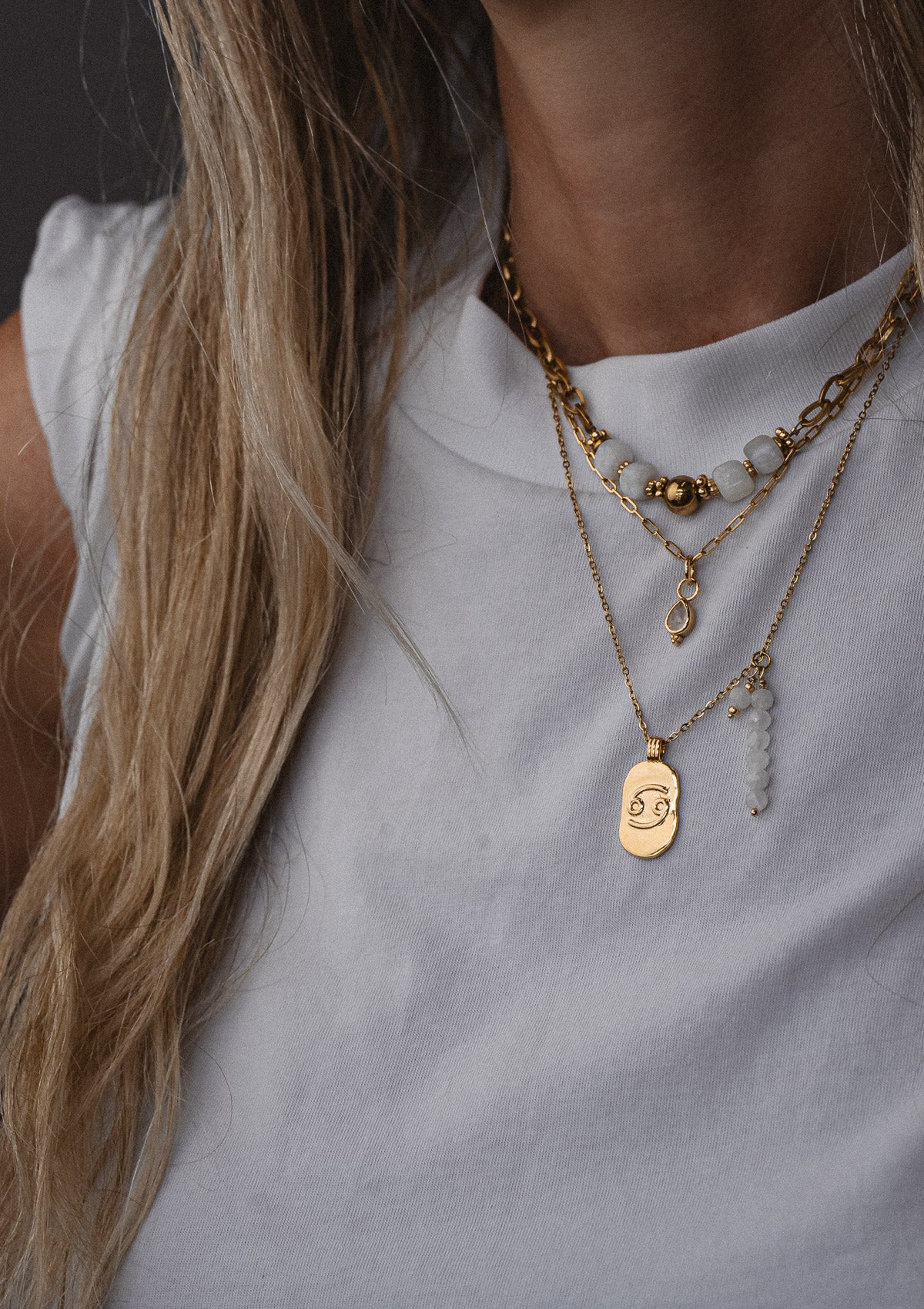 Collier Cancer et Pierre de Lune - Astro