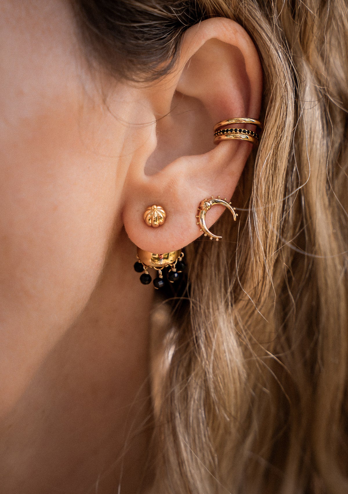 Boucle d’oreille Onyx Noir – Retrouver l’Essence (Vendue à l'unité)