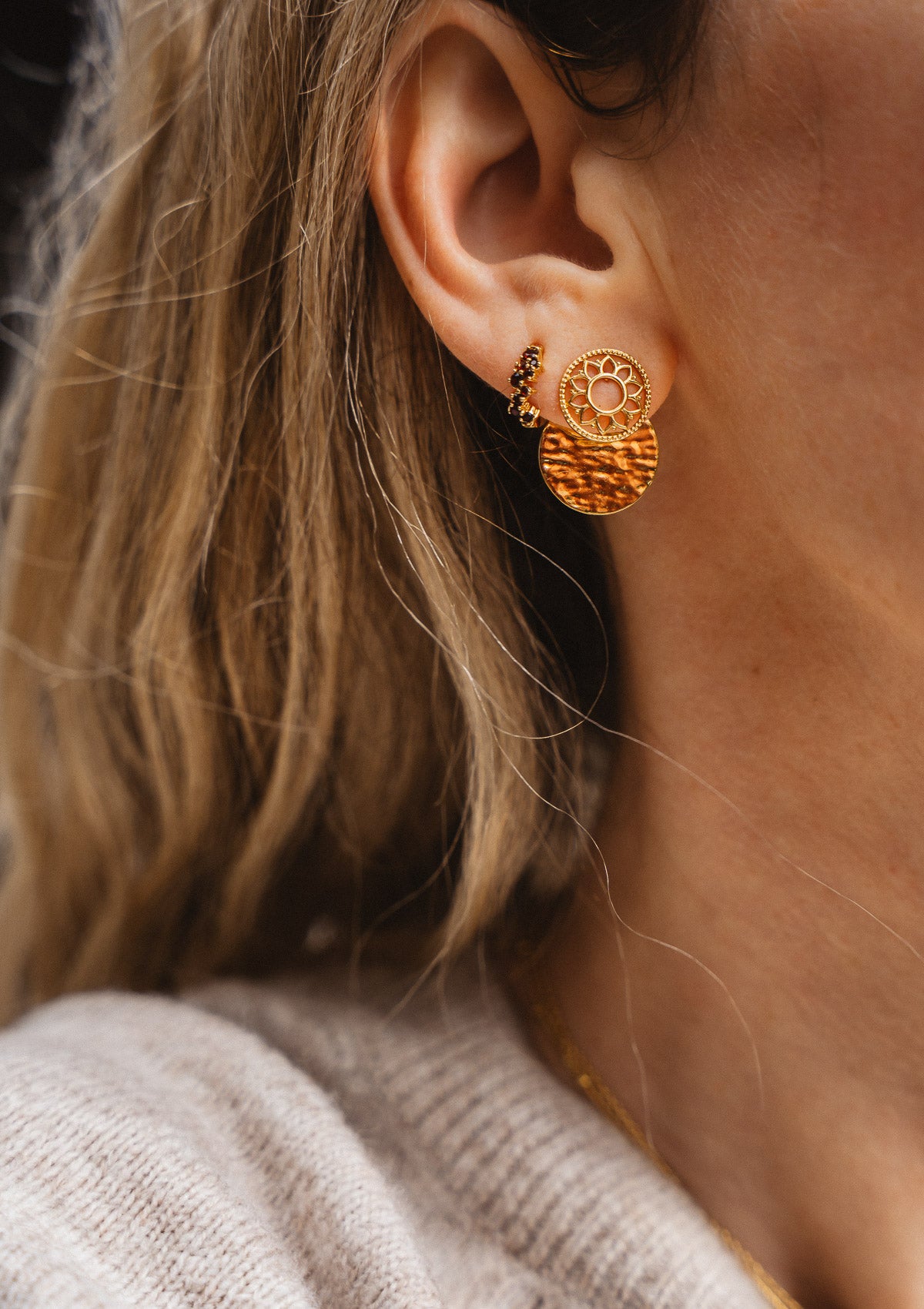 Boucles d’oreilles Médailles – Chakra Solaire