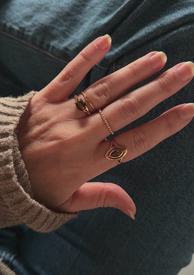 bague oeil de tigre dorée