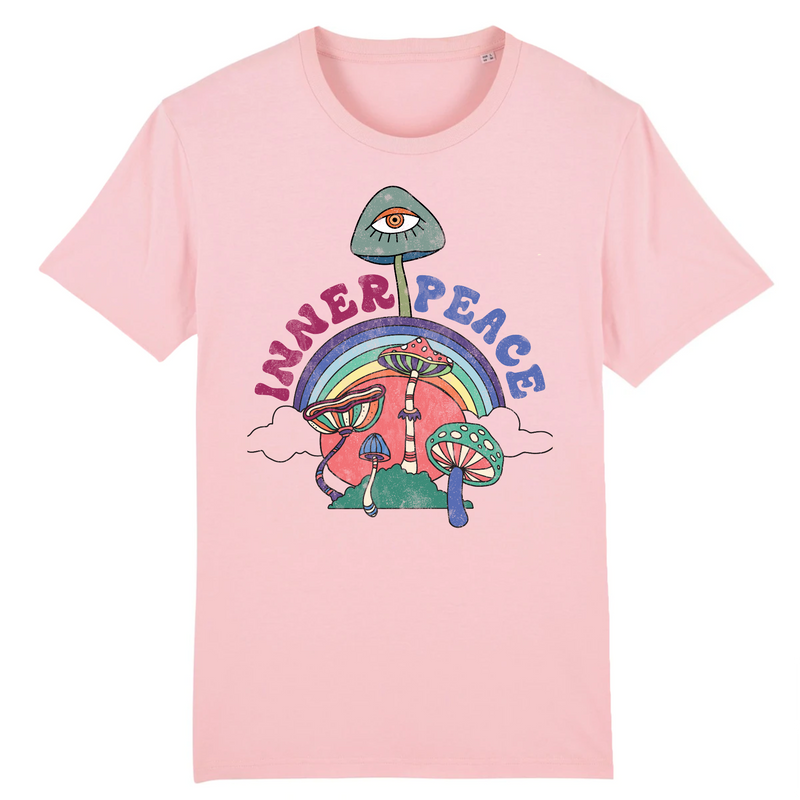 T-SHIRT FEMME ROSE - INNER PEACE - COTON 100% BIO