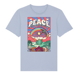 T-SHIRT FEMME BLEU - PEACE - COTON 100% BIO