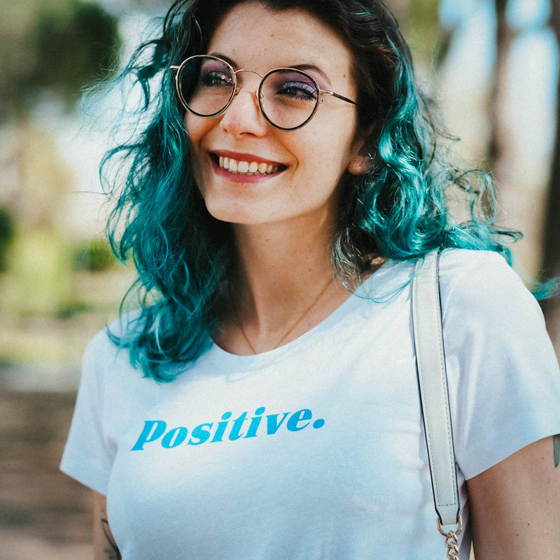 T-shirt Femme blanc - Positive - Coton 100% Bio
