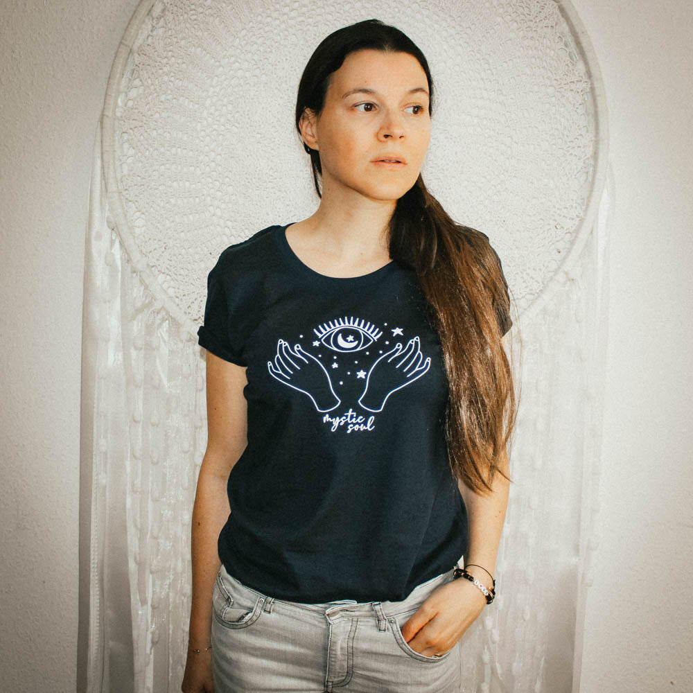 T-shirt Femme bleu marine - Mystic Soul - Coton 100% Bio