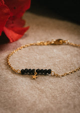Bracelet Onyx noir et étoile - Rêve ancré